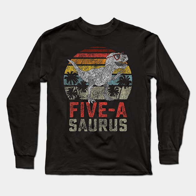 Year Old Dinosaur Birthday 5th T Rex Dino Five Saurus Long Sleeve T-Shirt by deptrai0023